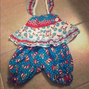 6/9m custom cat in the hat / thing 1 & 2 outfit